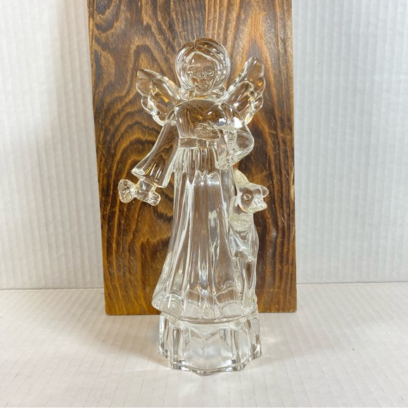 Mikasa Herald Collection Crystal Christmas Angel Figurine with Fawn Vintage